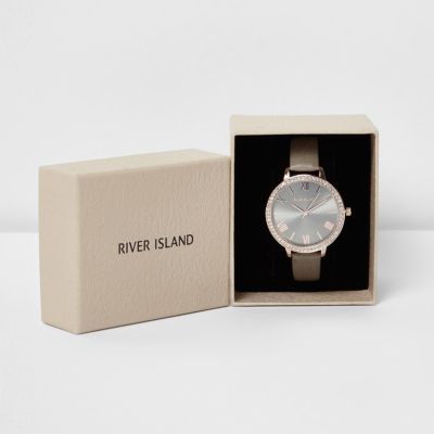 Grey diamante embellished watch